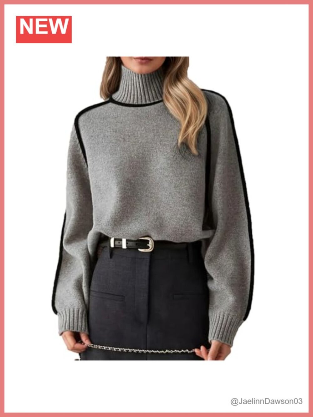 Women's Turtleneck Chunky Knit Oversized Long Sleeve Pullover Sweater